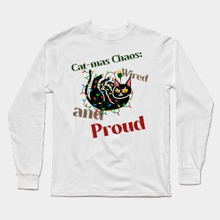 Funny Proud Black Cat Christmas Wires, CatMas Long Sleeve T-Shirt